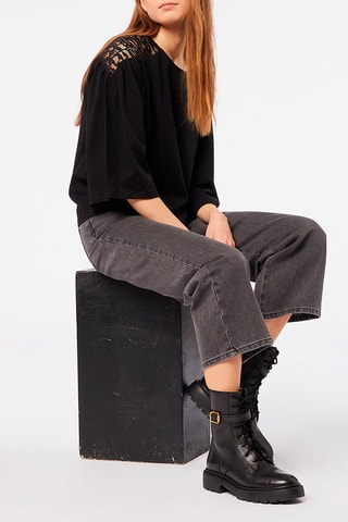 Blouse bi-matière Noir