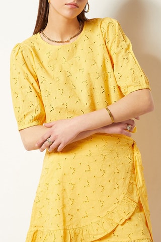 Blouse en broderie anglaise Jaune