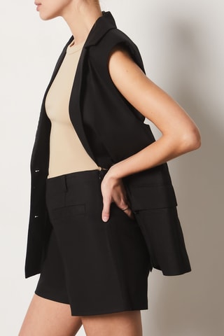 Short droit en <b>lin</b> - Noir
