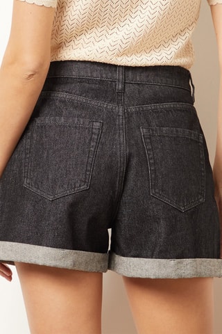 Short en jean taille haute Gris foncé
