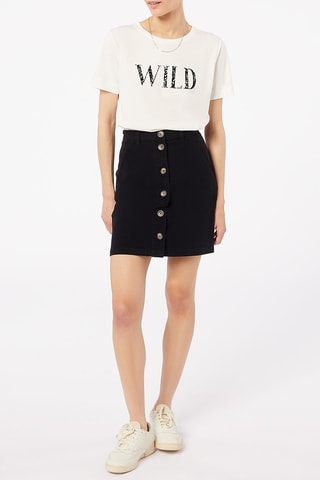 Jupe droite en velours taille haute Noir