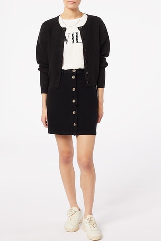 Jupe droite en velours taille haute Noir