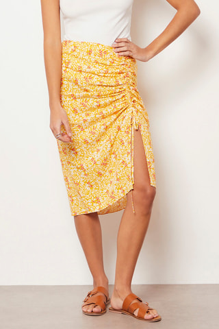 Jupe midi taille haute - Jaune