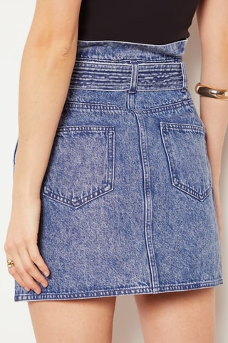 Jupe droite en jean taille haute - Bleu