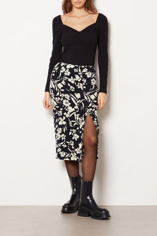 Jupe midi taille haute - Noir