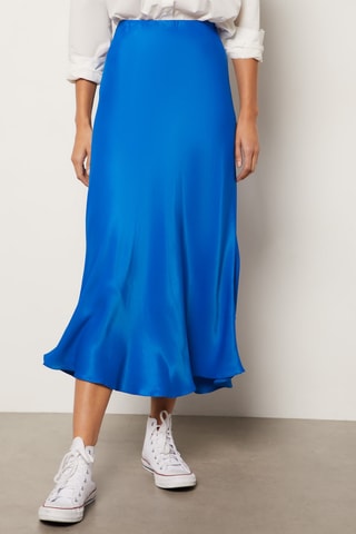 Jupe midi taille haute - Bleu cobalt