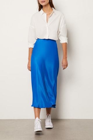 Jupe midi taille haute - Bleu cobalt