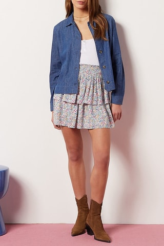 Jupe volantée taille haute Multicolore