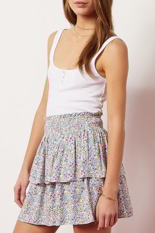 Jupe volantée taille haute Multicolore