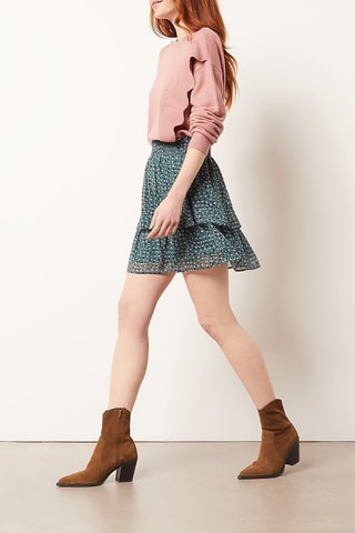 Jupe patineuse taille haute Multicolore