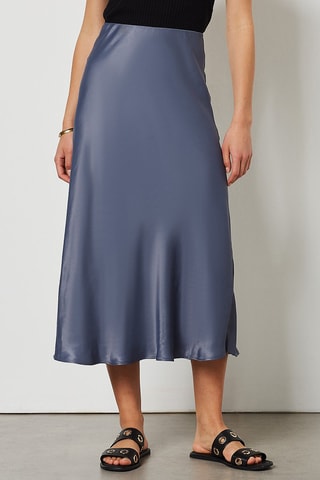 Jupe midi taille haute Bleu clair