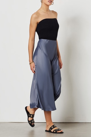 Jupe midi taille haute Bleu clair