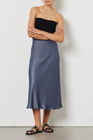Jupe midi taille haute Bleu clair
