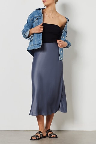 Jupe midi taille haute Bleu clair