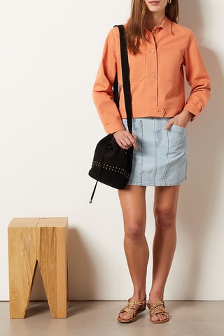 Jupe droite en jean taille haute Bleu clair