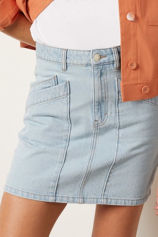 Jupe droite en jean taille haute Bleu clair