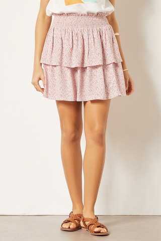 Jupe volantée taille haute Multicolore