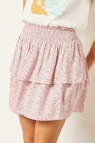 Jupe volantée taille haute Multicolore