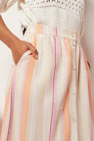 Jupe midi taille haute en lin Orange