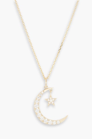  Pendentif Lune Etoile - Or jaune 