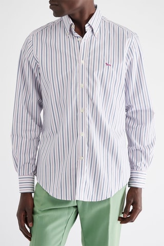 Chemise regular - Blanc et bleu - Harmont & Blaine