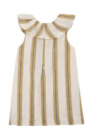 Robe en lin - Kaki et blanc