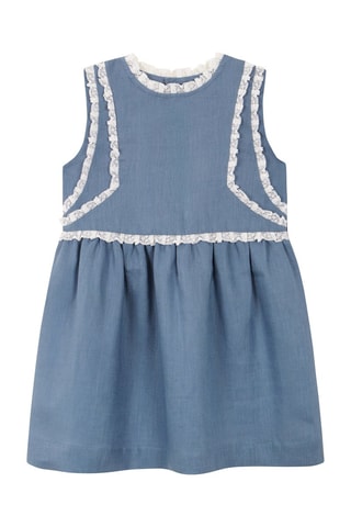 Robe en lin à capuche - Bleu marine