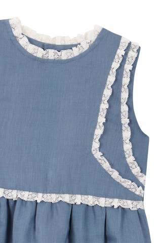 Robe en lin à capuche - Bleu marine
