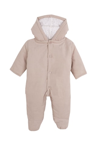 Grenouillère à capuche en velours - Beige