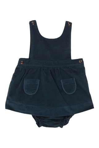 Robe-salopette et bloomer en velours - Bleu pétrole
