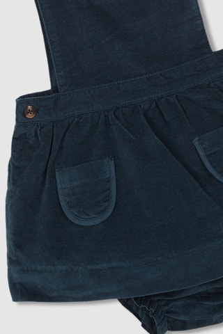 Robe-salopette et bloomer en velours - Bleu pétrole