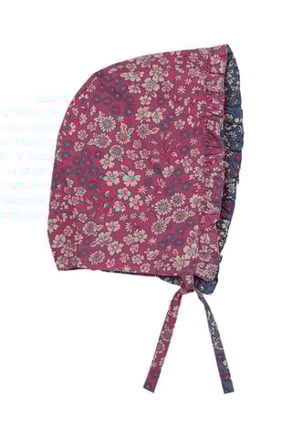 Béguin réversible - Bleu-gris et fuchsia