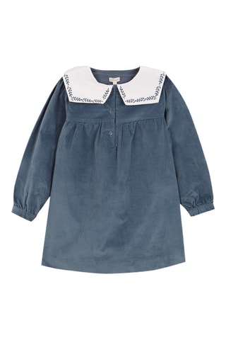 Robe en velours - Bleu-gris