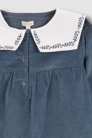 Robe en velours - Bleu-gris