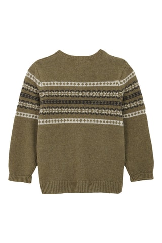 Pull en laine de Shetland - Vert olive