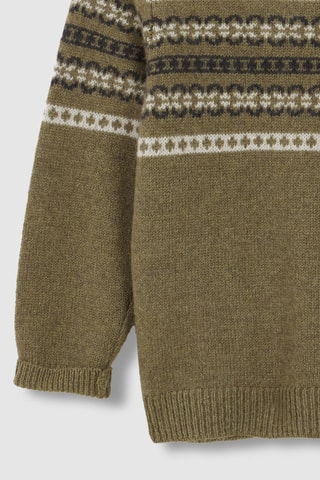 Pull en laine de Shetland - Vert olive