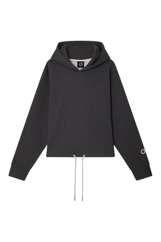 Sweater met Capuchon Wide Crop - Gemêleerd Zwart