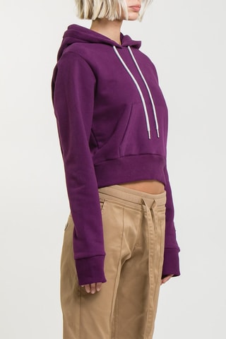 Korte Sweater met Capuchon Crop - Paars