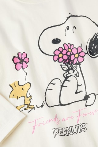T-shirt Snoopy en Woodstock en The Peanuts - Lichtbeige 