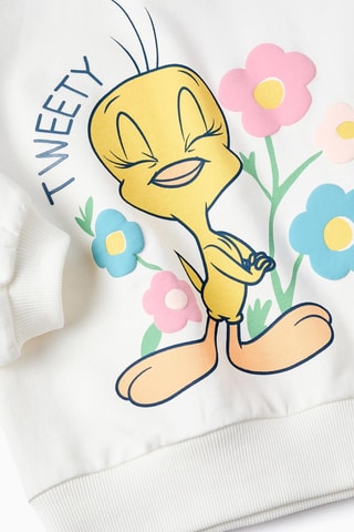 Sweater Tweety en Sylvester Looney Tunes - Wit