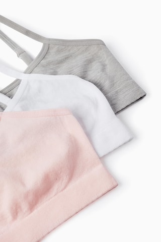 3 brassières - Blanc, rose et gris clair