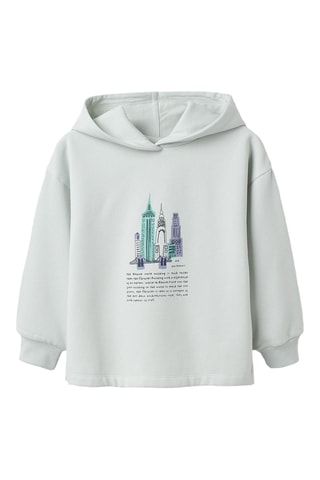 Fleece Sweater met Capuchon - Zeegroen