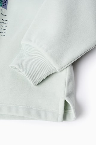 Fleece Sweater met Capuchon - Zeegroen