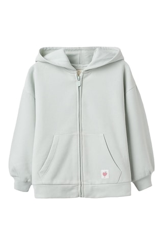 Fleece Sweater met Capuchon - Zeegroen