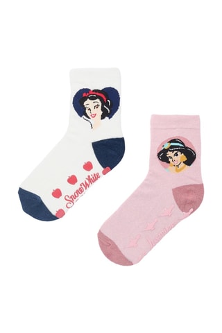 2 paires de chaussettes Blanche-Neige et Jasmine Aladdin Disney - Blanc et rose