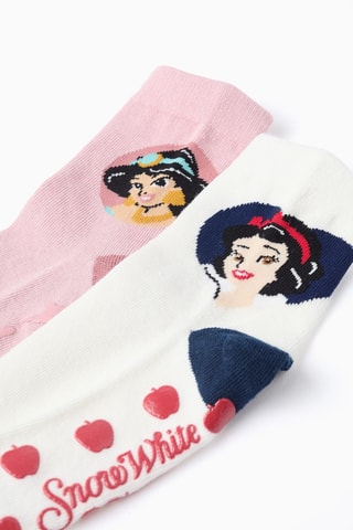 2 paires de chaussettes Blanche-Neige et Jasmine Aladdin Disney - Blanc et rose