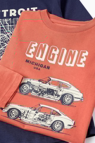 2 T-shirts - Oranje en Marineblauw