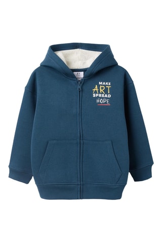 Sweat polaire à capuche - Bleu cobalt