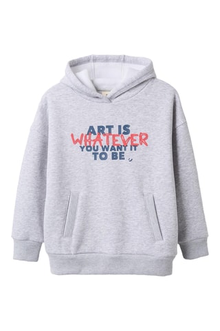 Fleece sweater met Capuchon - Gemêleerd grijs 