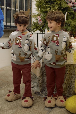 Fleece Sweater - Gemêleerd Grijs